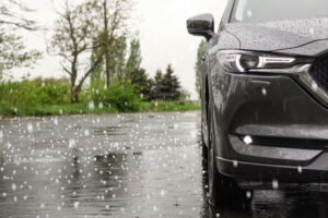 Hailstorm damage to vehicle